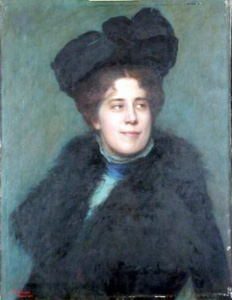 H.O. Bamuari (Italian?, dates unknown)  Portrait of Mrs. Perry (?), 1901  oil on canvas  28 15/16 x 22 1/16 in.  Anonymous gift  93.1.181 