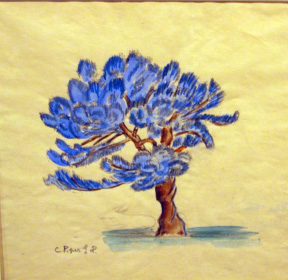 Charles Prendergast (American, 18631948) 
Blue Tree, ca. 1927-1929 
watercolor and pencil on paper 
8 7/8 x 9 1/2 x 3/4 in. 
Bequest of Mrs. Charles Prendergast 
Catalogue Raisonne: CMO #2357 
95.4.43 