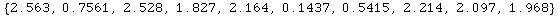 {2.563, 0.7561, 2.528, 1.827, 2.164, 0.1437, 0.5415, 2.214, 2.097, 1.968}