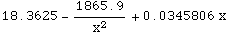 18.3625 - 1865.9/x^2 + 0.0345806 x