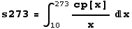 s273 = ∫_10^273cp[x]/xx