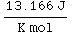 (13.166 J)/(K mol)